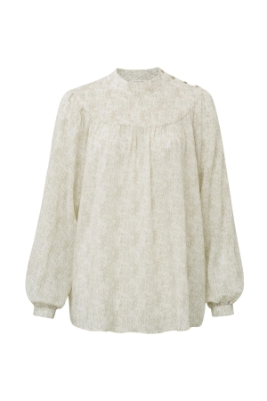 Yaya Printed top with buttons Light Grey Dessin