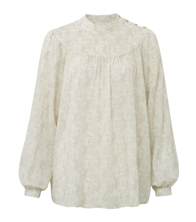 Yaya Printed top with buttons Light Grey Dessin
