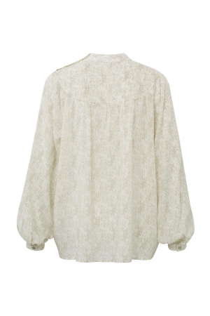 Yaya Printed top with buttons Light Grey Dessin