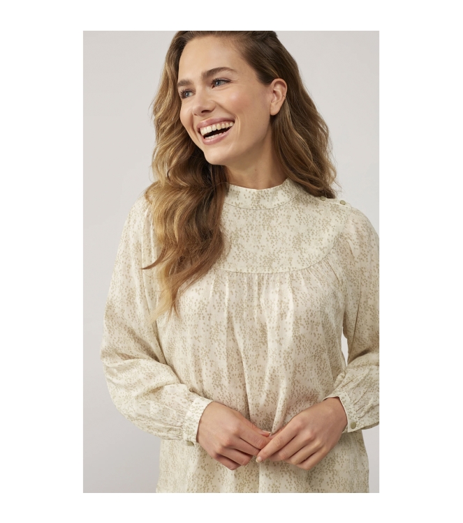 Yaya Printed top with buttons Light Grey Dessin