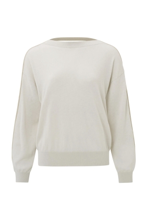 Yaya Open back sweater with contras Moonbeam Sand Dessin