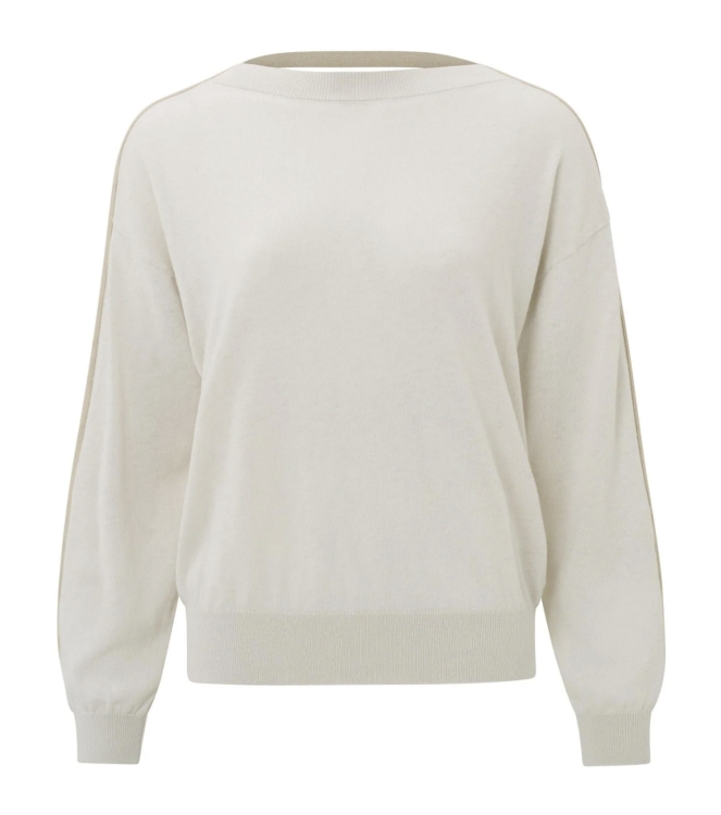 Yaya Open back sweater with contras Moonbeam Sand Dessin
