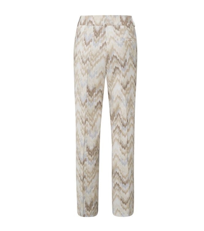 Yaya Printed loose fit pantalon Pearl Bleu Dessin