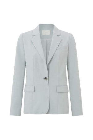 Yaya Jersey slim fit blazer with bu Pearl Bleu