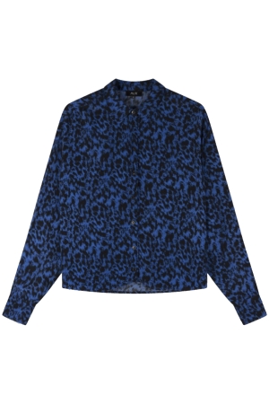 Alix the Label ladies woven sketchy animal blouse 201 cobalt