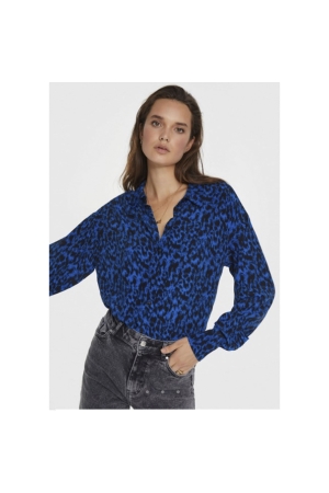 Alix the Label ladies woven sketchy animal blouse 201 cobalt