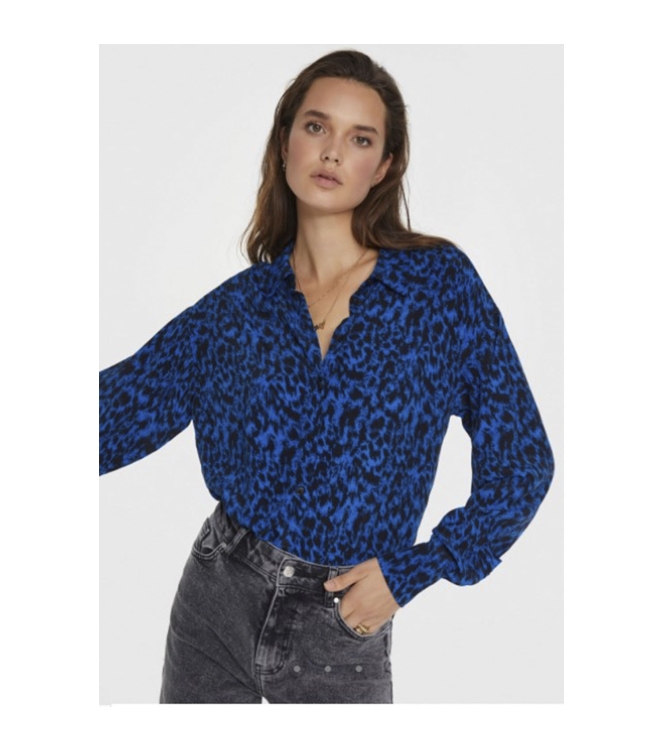Alix the Label ladies woven sketchy animal blouse 201 cobalt