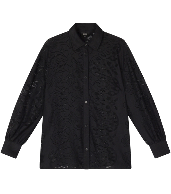 Alix the Label ladies knitted heavy lace blouse 999 black