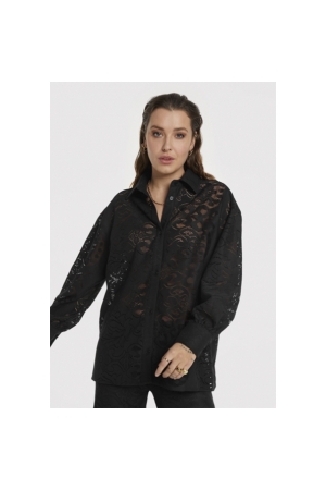 Alix the Label ladies knitted heavy lace blouse 999 black