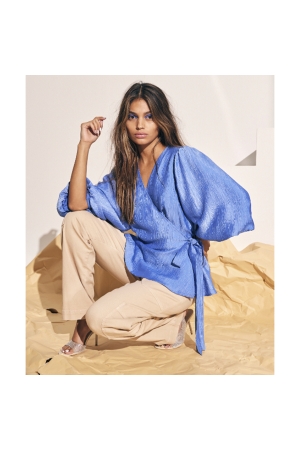 Co Couture Ronda wrap blouse 76 new blue