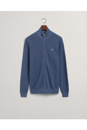 Gant COTTON PIQUE ZIP CARDIGAN 906 DENIM BLUE MEL