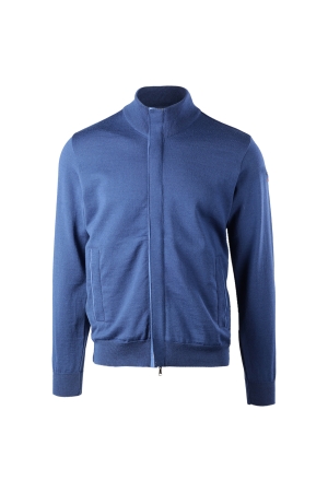 Paul and Shark Wool ful zip sweater with alcantara 573 Cobalt