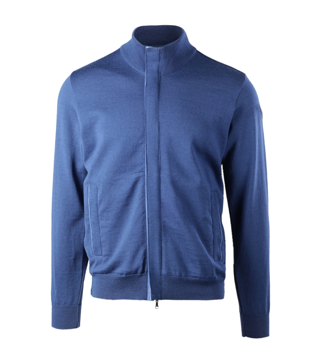 Paul and Shark Wool ful zip sweater with alcantara 573 Cobalt