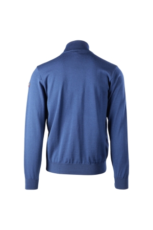 Paul and Shark Wool ful zip sweater with alcantara 573 Cobalt