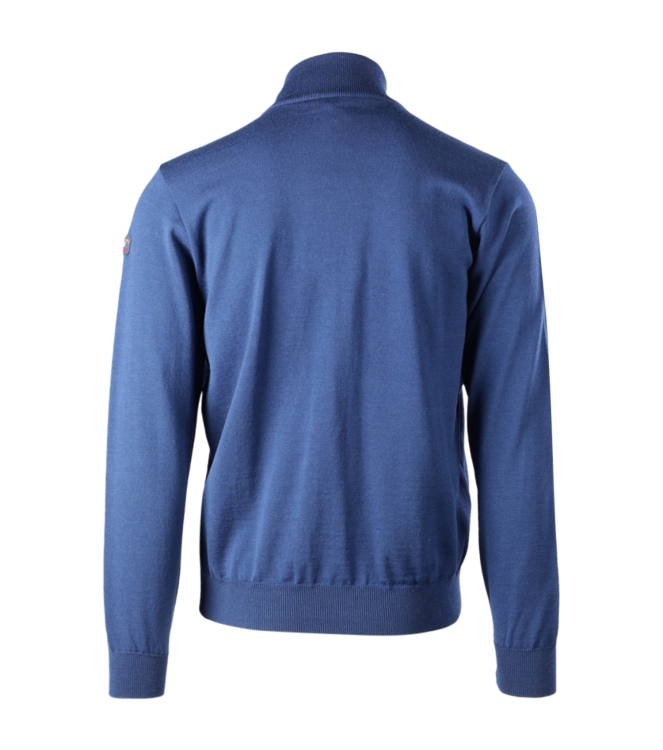 Paul and Shark Wool ful zip sweater with alcantara 573 Cobalt