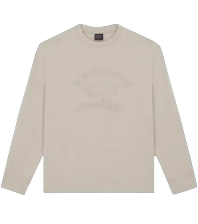 Paul and Shark Cotton sweatshirt with embossing log 029 Taupe Light