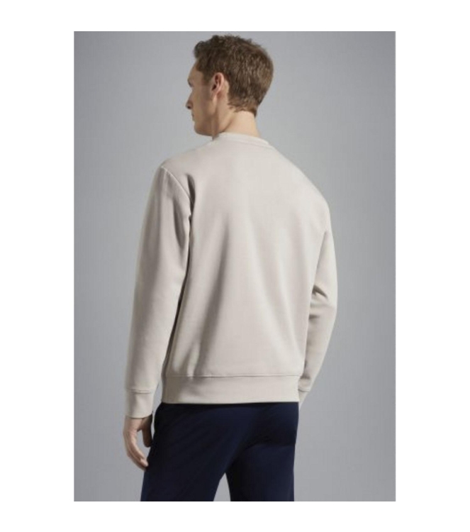 Paul and Shark Cotton sweatshirt with embossing log 029 Taupe Light