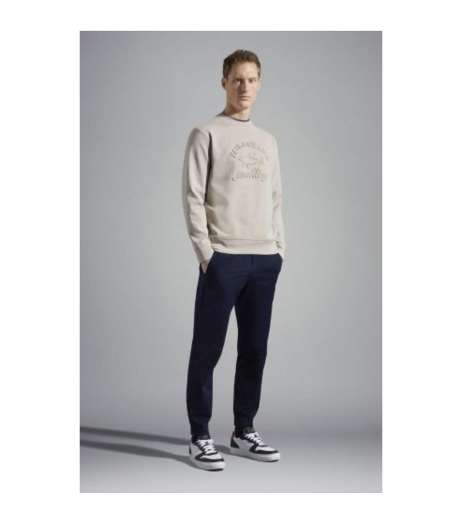 Paul and Shark Cotton sweatshirt with embossing log 029 Taupe Light