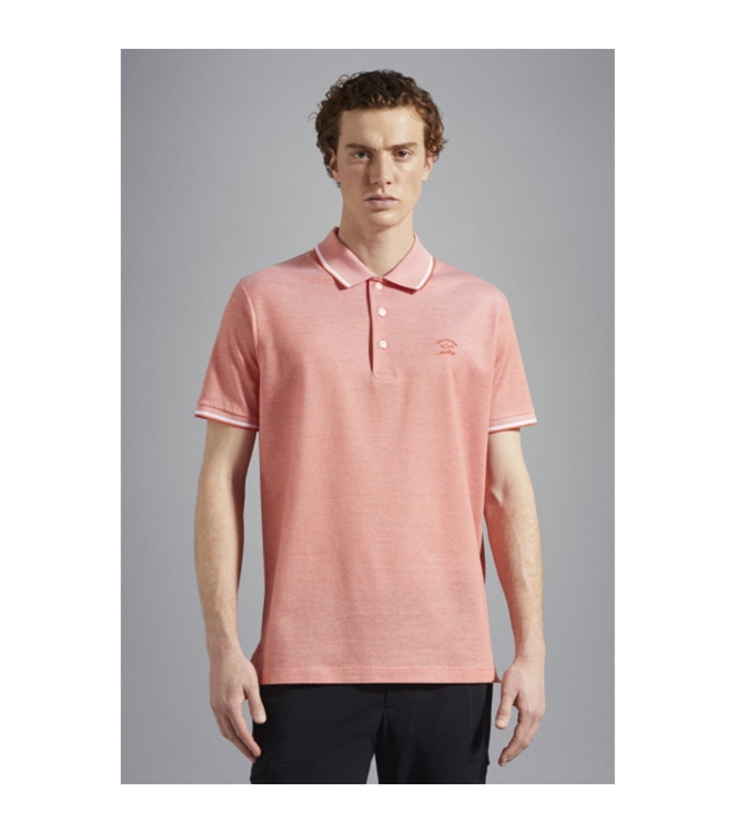 Paul and Shark Organic cotton pique polo with shark e 145