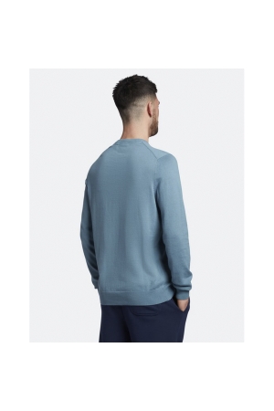 Lyle and Scott Cotton Crew Neck Jumper W825 Skipton Blue