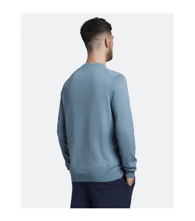 Lyle and Scott Cotton Crew Neck Jumper W825 Skipton Blue