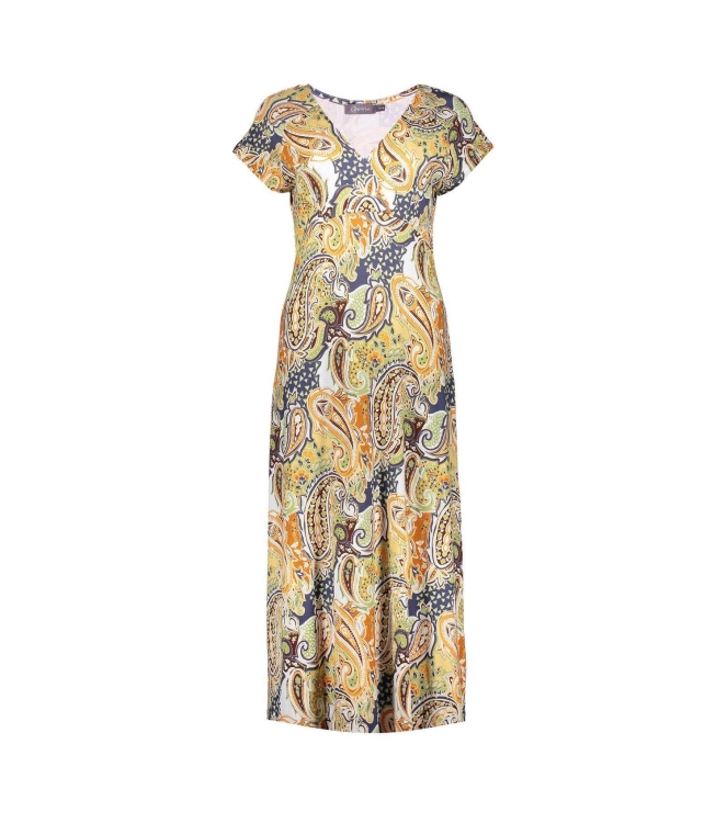 Geisha Dress long AOP Green