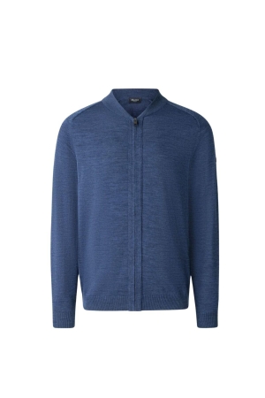 Maerz Strickjacke Zip 1/1 Arm 380 Blauw
