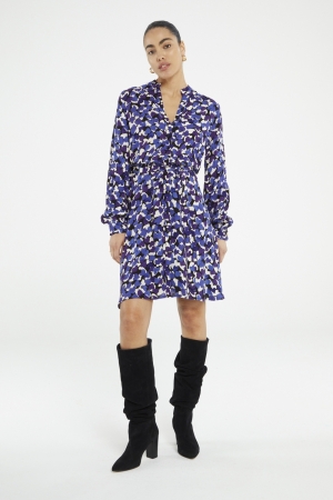 Fabienne Chapot Dorien Frill Dress 9001-8711-AMO Black/Poppy Purple