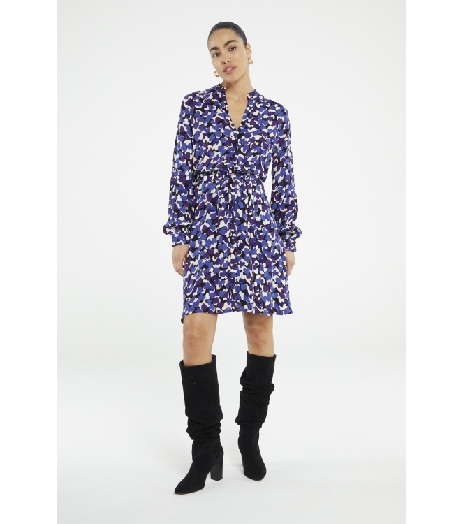 Fabienne Chapot Dorien Frill Dress 9001-8711-AMO Black/Poppy Purple