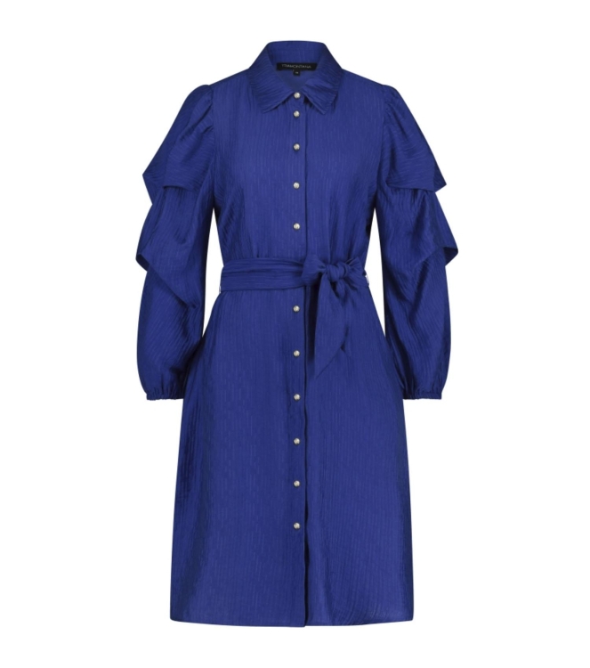Tramontana Dress Fancy Sleeves Woven Crinkle Bright Blue