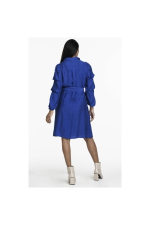 Tramontana Dress Fancy Sleeves Woven Crinkle Bright Blue