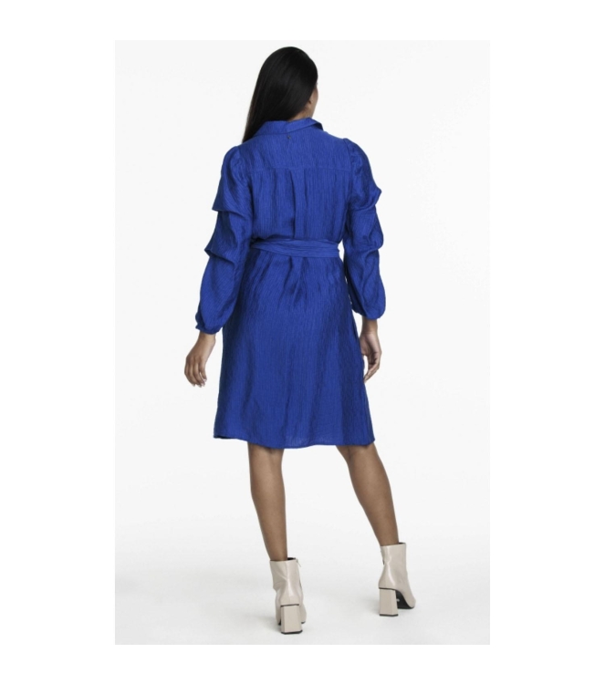 Tramontana Dress Fancy Sleeves Woven Crinkle Bright Blue