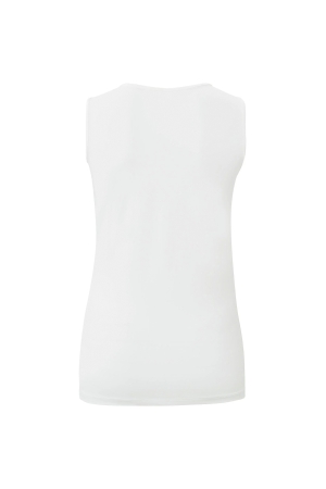 Yaya Round V-neck singlet Off White
