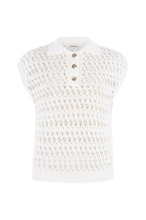 Anna Blue  B85-11-CrochetPolo Offwhite White Base Solid