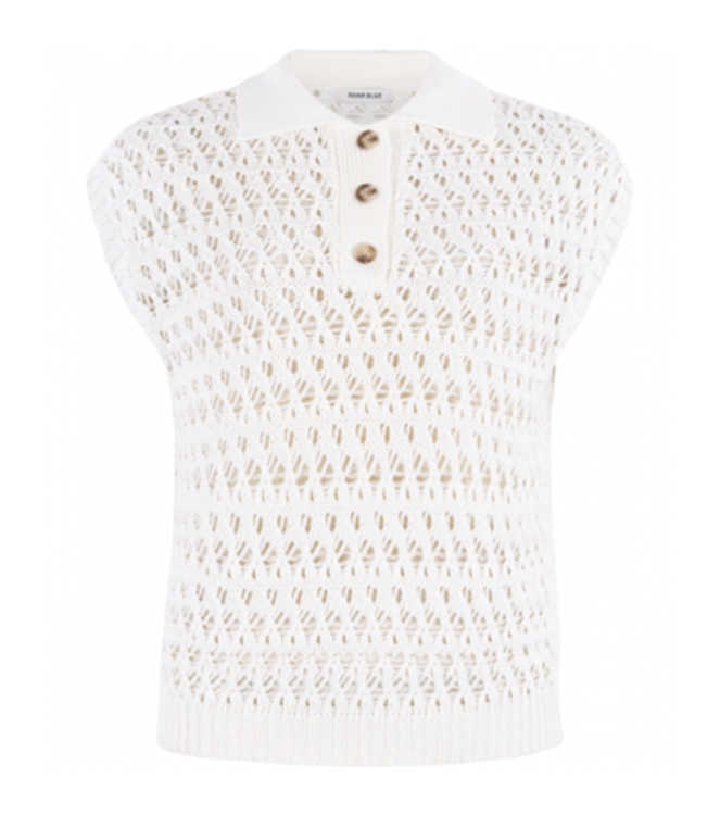 Anna Blue  B85-11-CrochetPolo Offwhite White Base Solid