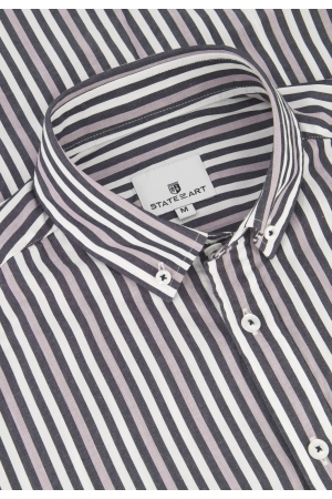 State of Art Shirt LS Striped Y/D Donkerblauw