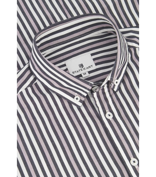 State of Art Shirt LS Striped Y/D Donkerblauw