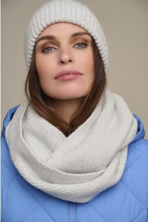 Rino en Pelle Scarf collar with paillettes 11 blanc