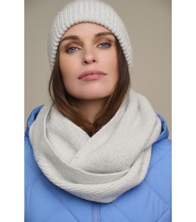 Rino en Pelle Scarf collar with paillettes 11 blanc