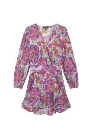 Alix the Label Ladies Woven Painted Flower Broderie Dress 100 multi colour
