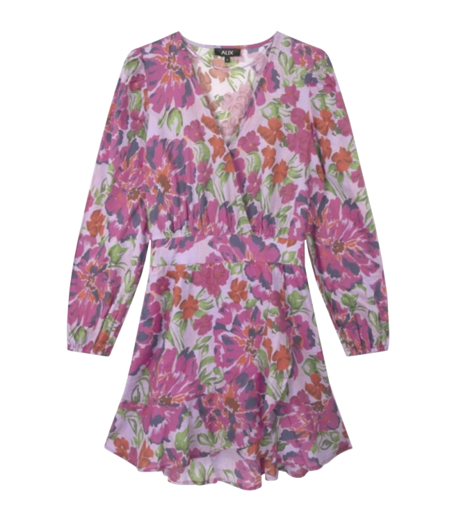 Alix the Label Ladies Woven Painted Flower Broderie Dress 100 multi colour