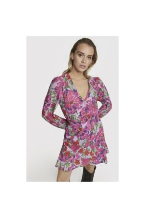 Alix the Label Ladies Woven Painted Flower Broderie Dress 100 multi colour