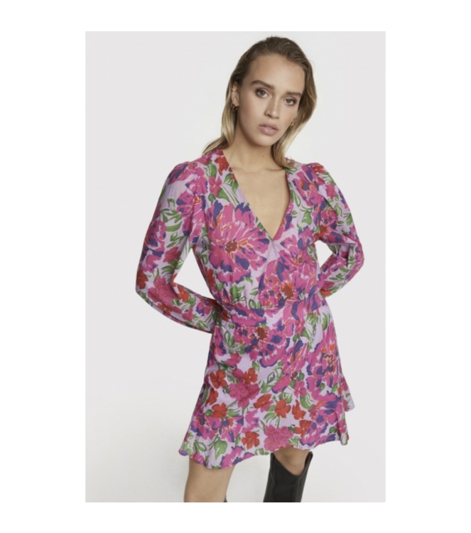 Alix the Label Ladies Woven Painted Flower Broderie Dress 100 multi colour