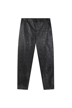 Alix the Label Ladies Woven Logo Faux Leather Pants 999 black