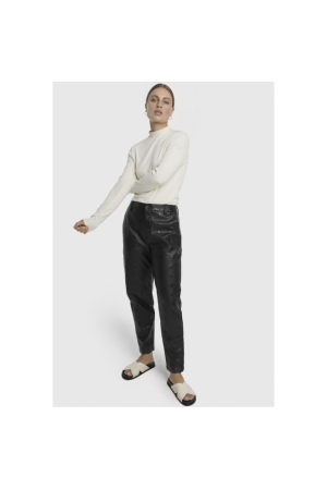 Alix the Label Ladies Woven Logo Faux Leather Pants 999 black