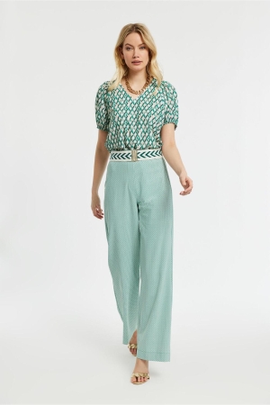 Studio Anneloes Jay maze trousers 1170 off white/green