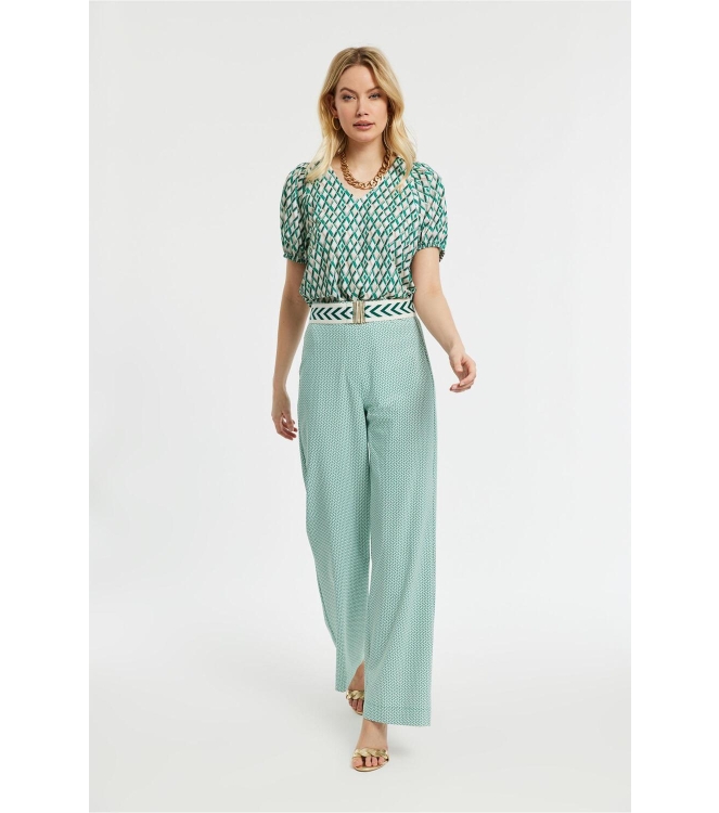 Studio Anneloes Jay maze trousers 1170 off white/green