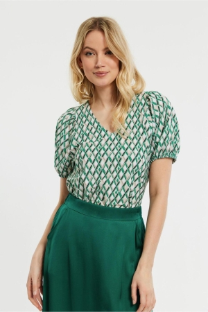 Studio Anneloes Zaria sl diamonds shirt 1170 off white/green