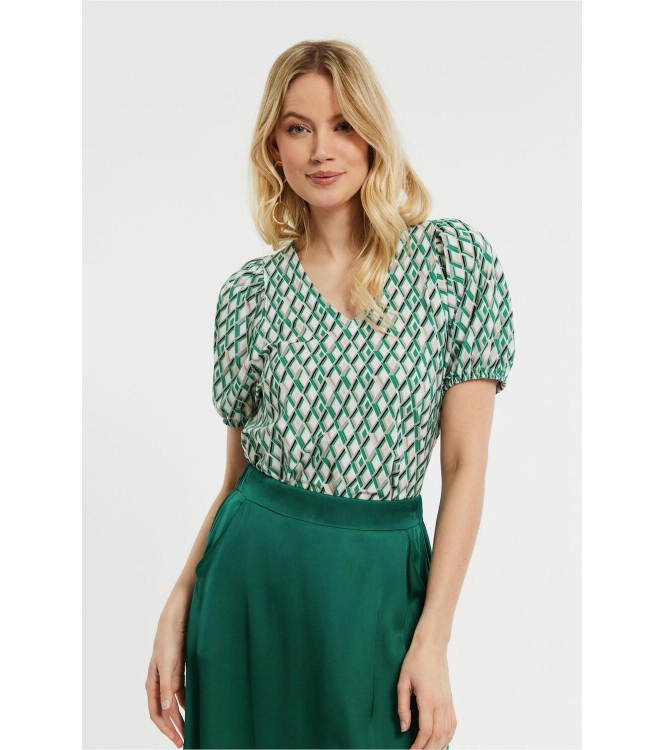 Studio Anneloes Zaria sl diamonds shirt 1170 off white/green