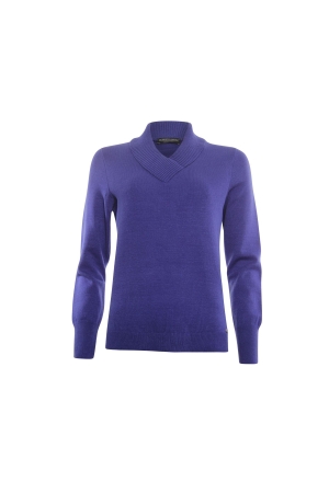 Sarto Fashion Pullover shawl v-neck f768 blue